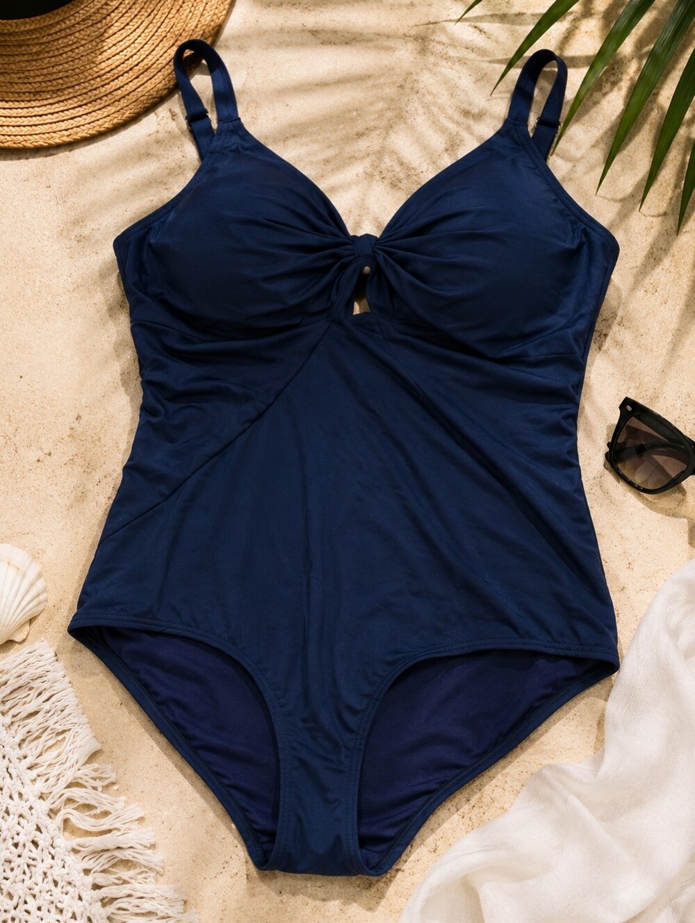 City Chic Rhodes Navy Twist Front One Piece Swimsuit XL NWT Plus Size